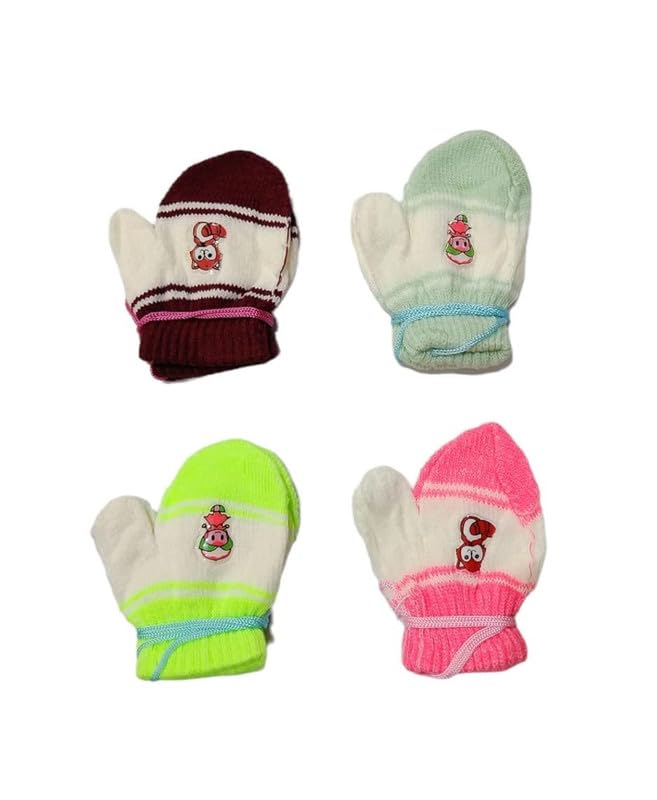 MIKONIKO Baby Knitted Gloves - Winter Warm Mittens for 0-6 Months (Assorted Color, Pack of 4 Pairs) - Image 1