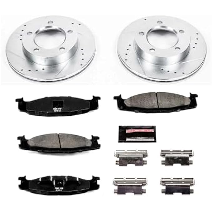 rayihni Power Stop K5067 Front Z23 Carbon Fiber Brake Pads with Drilled  Slotted Brake Rotors Kit - Image 3