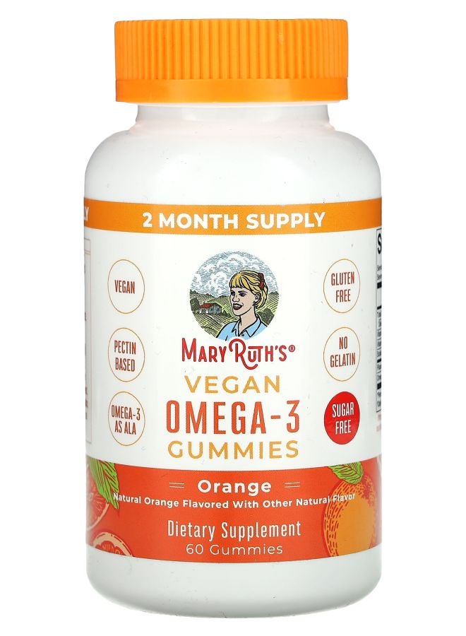 MaryRuth's جواهر أوميغا 3 النباتية بنكهة البرتقال الطبيعية 60 جواهر