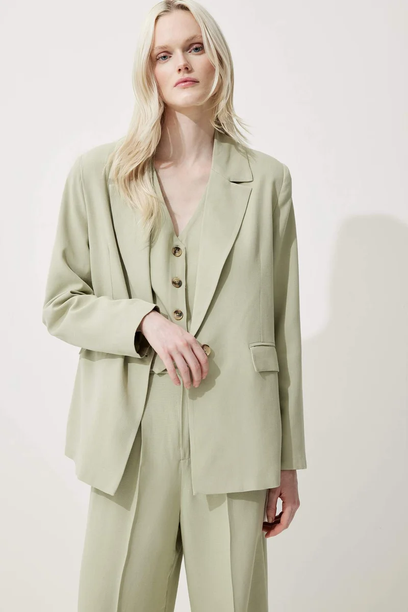 DeFacto Oversize Fit Linen Blend Blazer