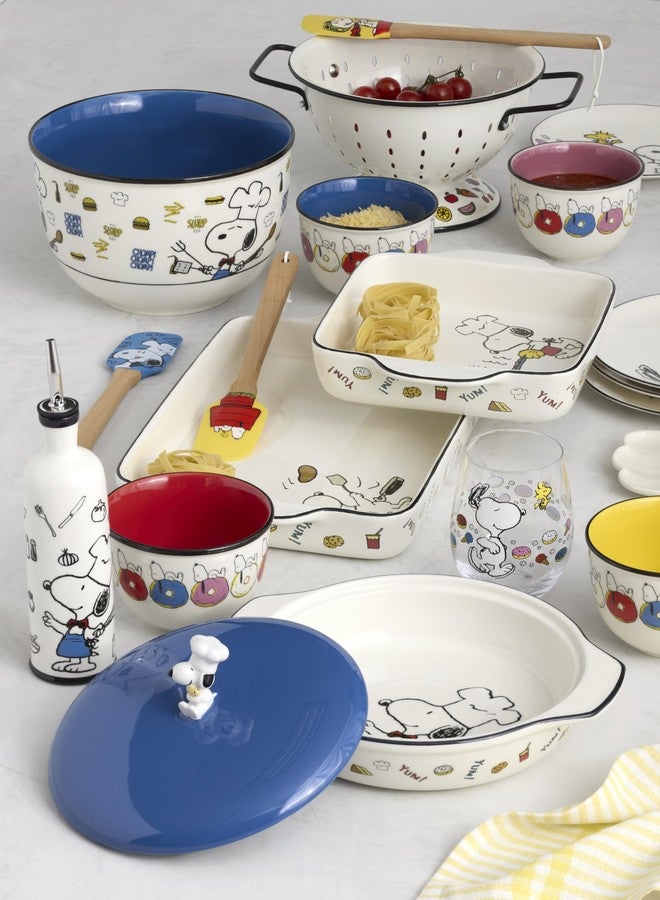 Lenox Home And Kitchen, Chef Snoopy Covered Casserole Dish, Stoneware Material, Dishwasher Safe, Kitchen, Baking Dish For Oven, Oven Safe Upto 350 Degrees, Snoopy Design (Blue And White, 1 Piece) - Image 4
