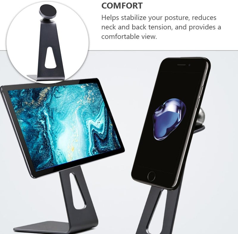 Zerodeko Adjustable 360 Degree Aluminum Alloy Tablet Stand and Smartphone Holder for Desktop Use, Dark Gray Portable Cell Phone Desk Mount for Online Classes and Live Streaming - Image 4