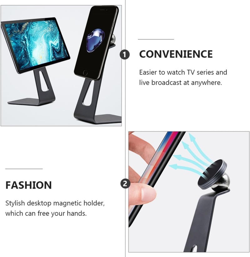 Zerodeko Adjustable 360 Degree Aluminum Alloy Tablet Stand and Smartphone Holder for Desktop Use, Dark Gray Portable Cell Phone Desk Mount for Online Classes and Live Streaming - Image 5
