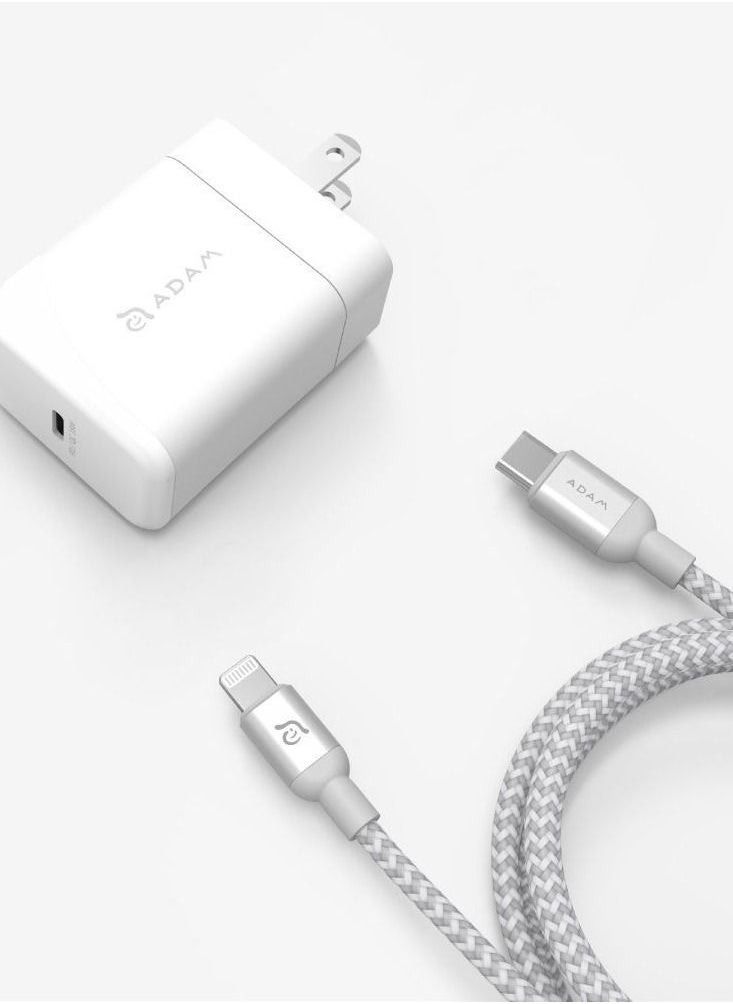 ADAM ELEMENTS ADAM ELEMENTS OMNIA F1 USB-C PD 18W Fast Wall Charger KIT WITH USB C TO LIGHTNING FAST CHARGE CABLE  - Image 3