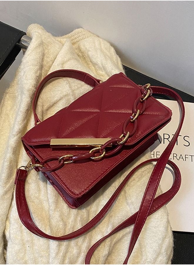 Sharpdo - Women's Flap Cross-body Shoulder Chain Bag 20.5 x 12.5 x 6.5 cm Red - Image 1
