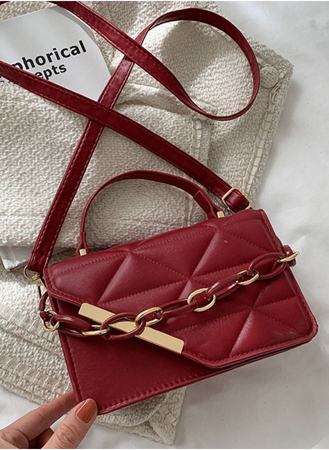 Sharpdo - Women's Flap Cross-body Shoulder Chain Bag 20.5 x 12.5 x 6.5 cm Red - Image 1