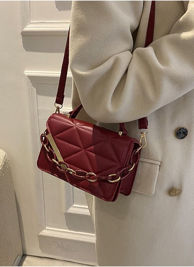 Sharpdo - Women's Flap Cross-body Shoulder Chain Bag 20.5 x 12.5 x 6.5 cm Red - Image 1