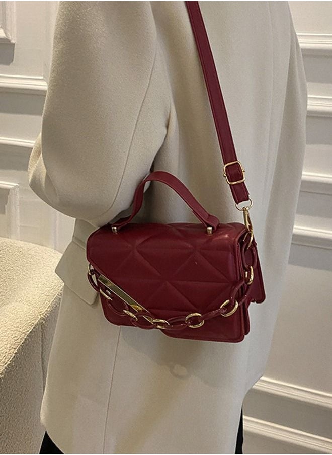 Sharpdo - Women's Flap Cross-body Shoulder Chain Bag 20.5 x 12.5 x 6.5 cm Red - Image 1