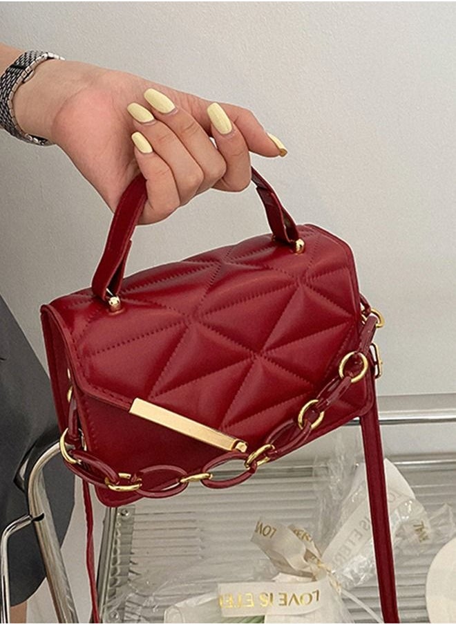 Sharpdo - Women's Flap Cross-body Shoulder Chain Bag 20.5 x 12.5 x 6.5 cm Red - Image 1