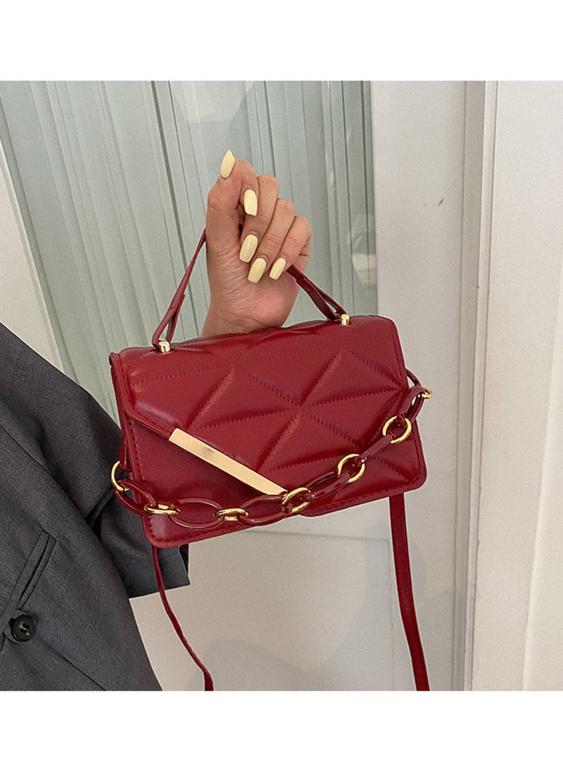 Sharpdo - Women's Flap Cross-body Shoulder Chain Bag 20.5 x 12.5 x 6.5 cm Red - Image 1