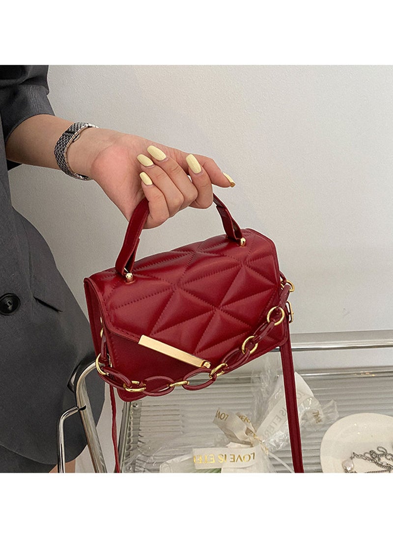 Sharpdo - Women's Flap Cross-body Shoulder Chain Bag 20.5 x 12.5 x 6.5 cm Red - Image 1