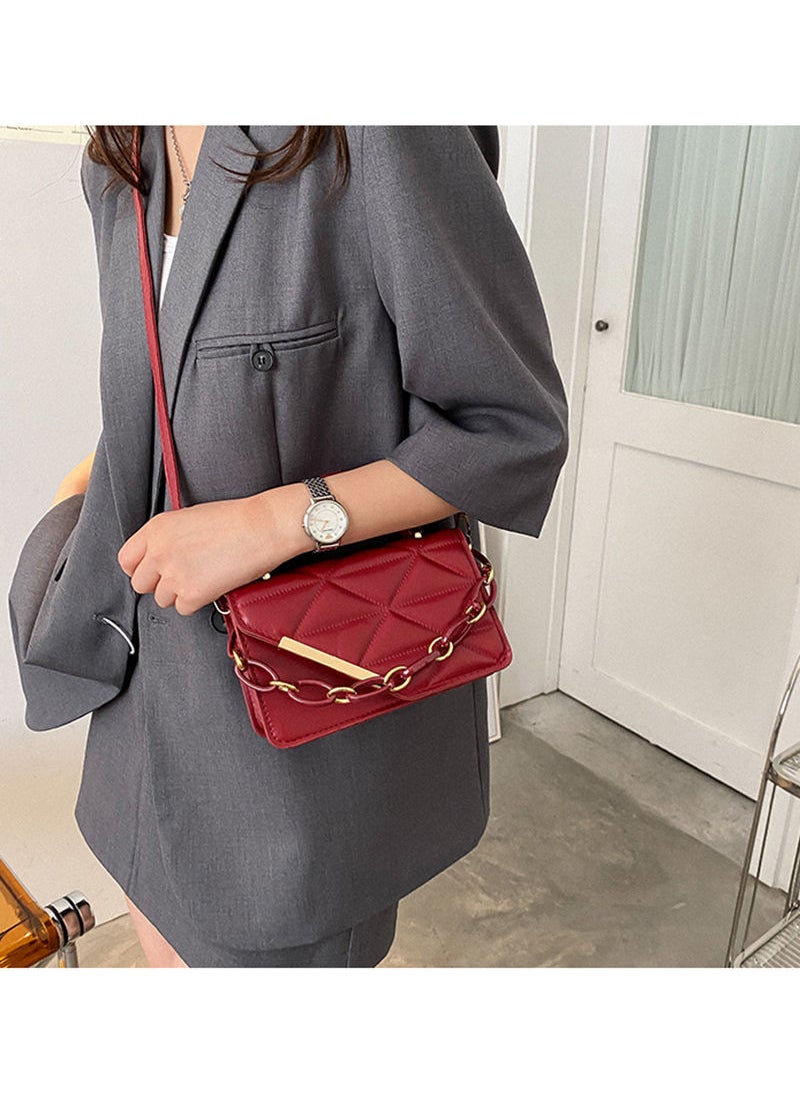 Sharpdo - Women's Flap Cross-body Shoulder Chain Bag 20.5 x 12.5 x 6.5 cm Red - Image 1