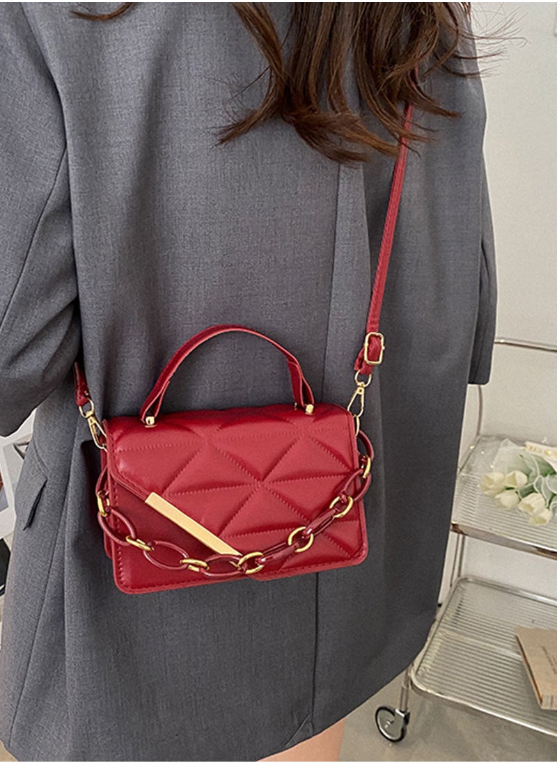 Sharpdo - Women's Flap Cross-body Shoulder Chain Bag 20.5 x 12.5 x 6.5 cm Red - Image 1