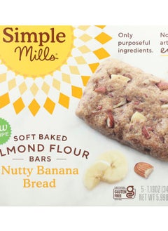 Simple Mills Soft Baked Almond Flour Bars Nutty Banana Bread 5 Bars 1.19 oz (34 g) Each 