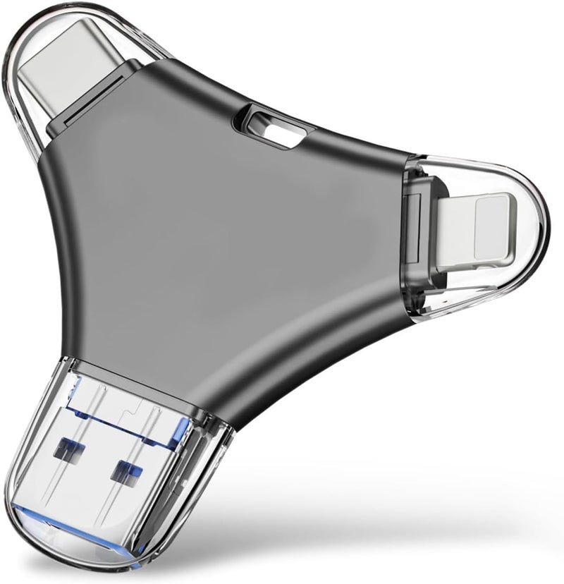 لينجي لين جي ذاكرة فلاش، 2 تيرابايت USB 4 في 1 عصا ذاكرة OTG، عصا ذاكرة بسعة كبيرة لتخزين المزيد من الصور ومقاطع الفيديو متوافقة مع جميع الأجهزة (أسود) - Image 1