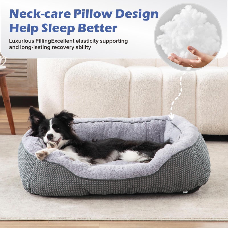 INVENHO Large Dog Beds for Large Dogs Washable, Rectangle Dog Beds Large Sized Dog, Orthopedic Dog Bed, Warming Soft Sleeping Puppy Bed Durable Pet Bed with Anti-Slip Bottom L(35"x25"x10") - Image 3
