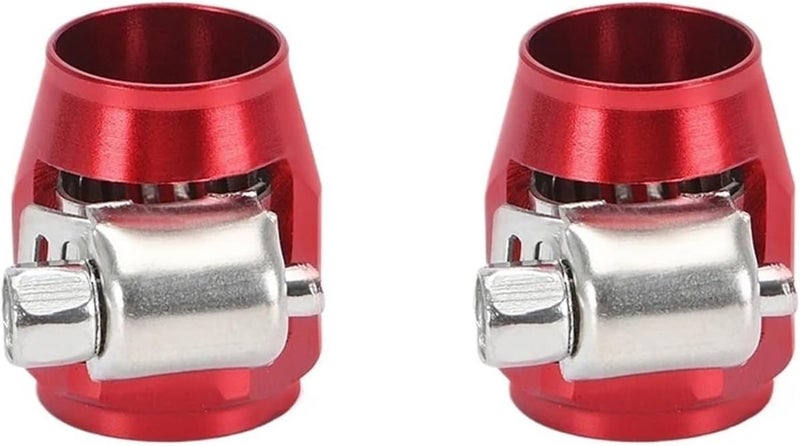 Hose Finisher Clamp 10pcs Hose Clamp AN4 AN6 AN8 AN10 AN12 Fuel Pipe Clip Oil Water Tube Fittings for Stainless Braided Hoses,Rubber Hoses End Finis(Red,AN10) - Image 1