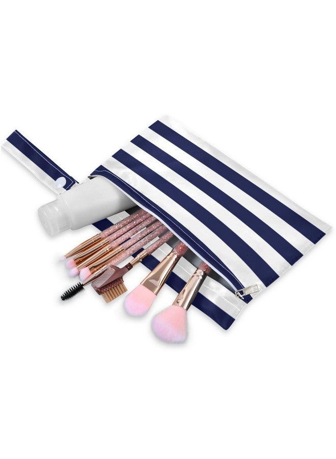 Kigai Navy Blue Stripes Wet Dry Bags 2 Pack, Waterproof Reusable Baby Cloth Diaper Wet Dry Bag with Zipper Pocket for Travel, Beach, Stroller, Gym Dirty Clothes, Wet Swimsuits - Image 2