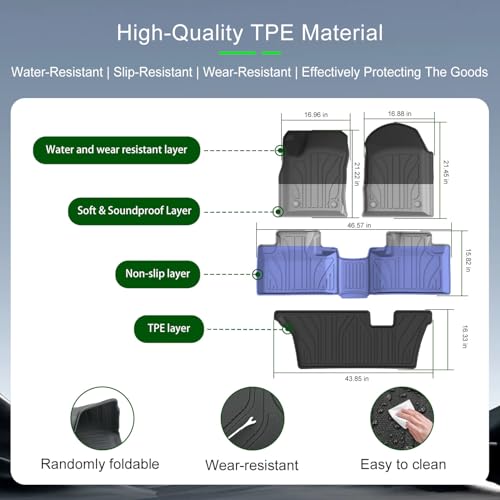 xipoqix 7 Seats Floor Mats Cargo Mat Backrest Mat Compatible with 2016-2026 Dodge Durango Floor Liner Replacement for 2016-2026 Dodge Durango Accessories (Trunk Mat+3rd Backrest Mat+7 Seats Floor Mat) - Image 5