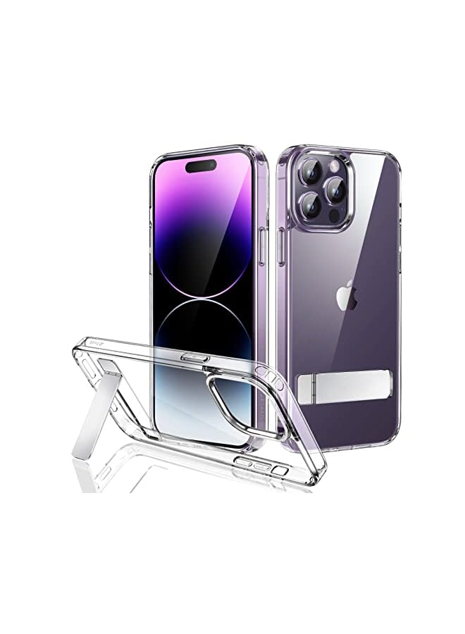 Jetech Kickstand Case For Iphone 14 Pro Max 6.7-Inch, Support Wireless Charging, Slim Shockproof Bumper Phone Cover, 3-Way Metal Stand (Clear) - Image 2