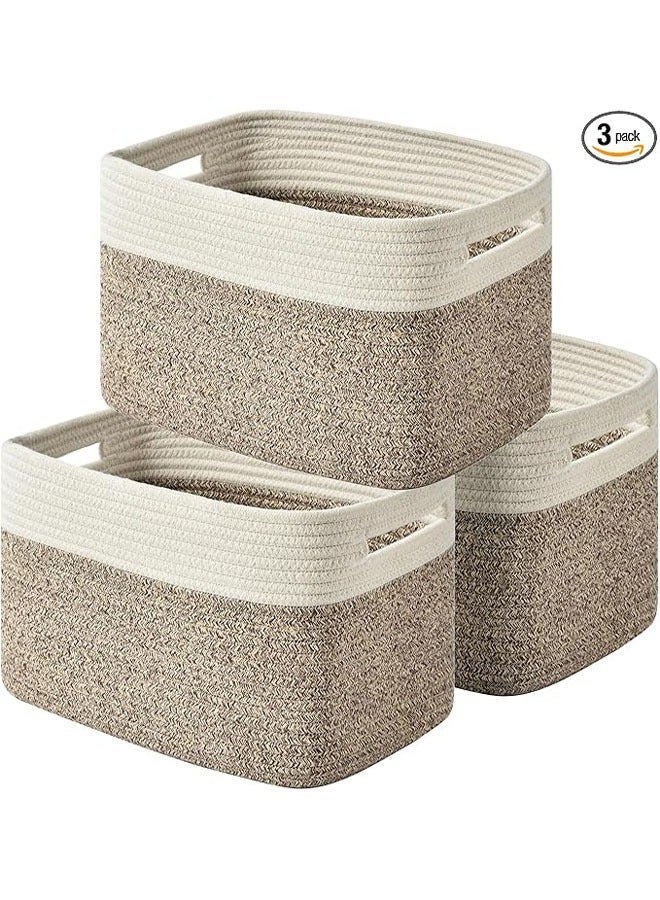 3 Pack Storage Basket, Woven Baskets for Storage, Cotton Rope Baskets for Organizing, decorative Baskets for Shelves, book Basket, towel Basket, Toy Basket or Storage Bins for Living Room  - Image 1