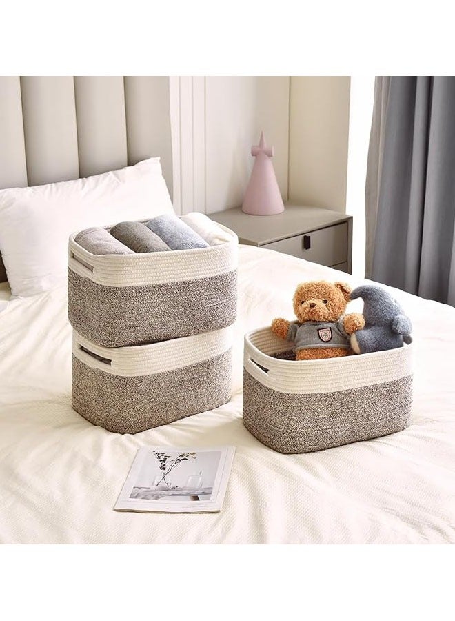 3 Pack Storage Basket, Woven Baskets for Storage, Cotton Rope Baskets for Organizing, decorative Baskets for Shelves, book Basket, towel Basket, Toy Basket or Storage Bins for Living Room  - Image 3