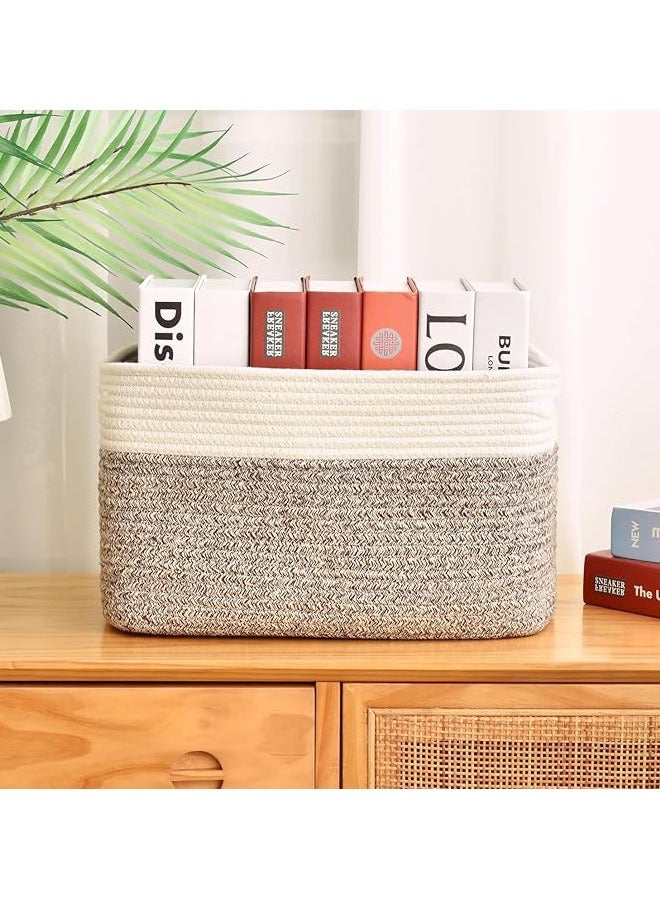3 Pack Storage Basket, Woven Baskets for Storage, Cotton Rope Baskets for Organizing, decorative Baskets for Shelves, book Basket, towel Basket, Toy Basket or Storage Bins for Living Room  - Image 4
