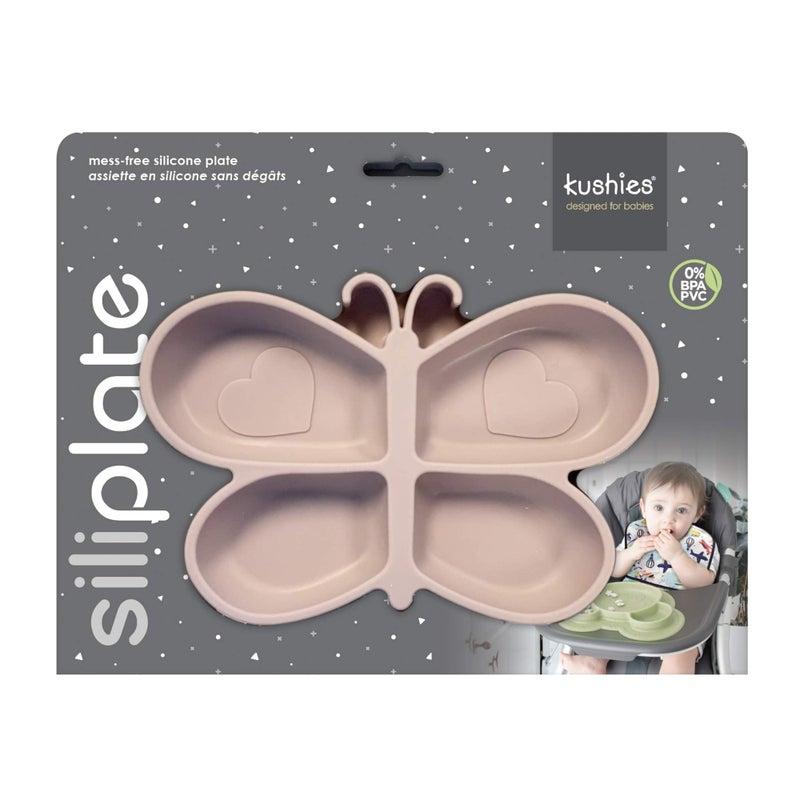 Kushies SILIPLATE Unbreakable, Fun Silicone Divided Plate with Suction for Baby and Toddler-Dishwasher + Microwave Safe, and Kids - Rose - Image 4
