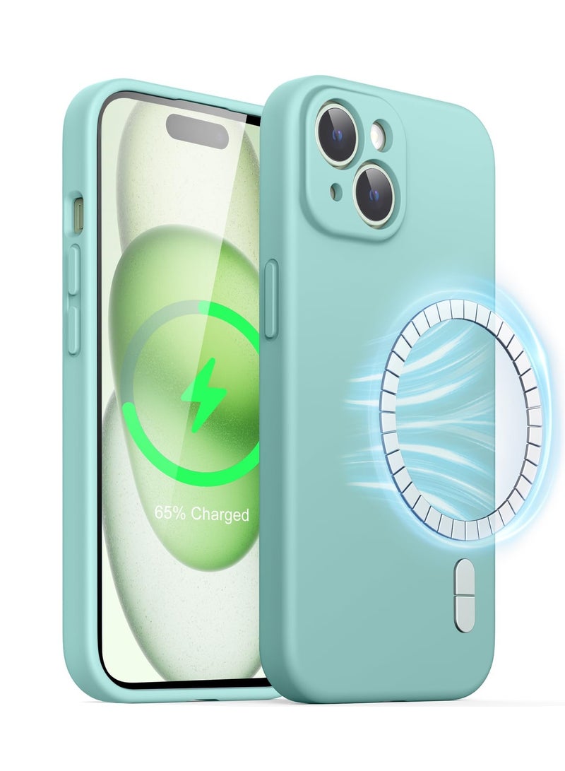 جي تيك حافظة سيليكون مغناطيسية لهاتف iPhone 15 مقاس 6.1 بوصة متوافقة مع غطاء هاتف MagSafe مع عدسة الكاميرا حماية كاملة باللون الأزرق الساطع - Image 1