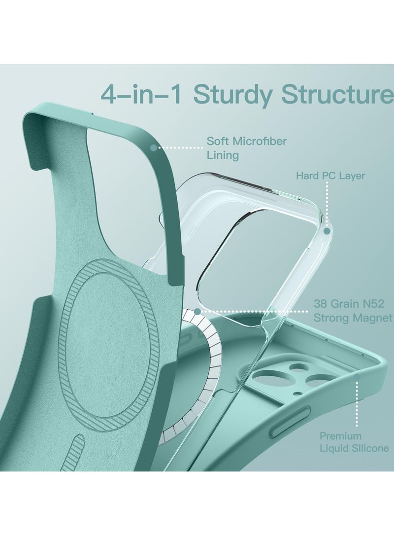 جي تيك حافظة سيليكون مغناطيسية لهاتف iPhone 15 مقاس 6.1 بوصة متوافقة مع غطاء هاتف MagSafe مع عدسة الكاميرا حماية كاملة باللون الأزرق الساطع - Image 3