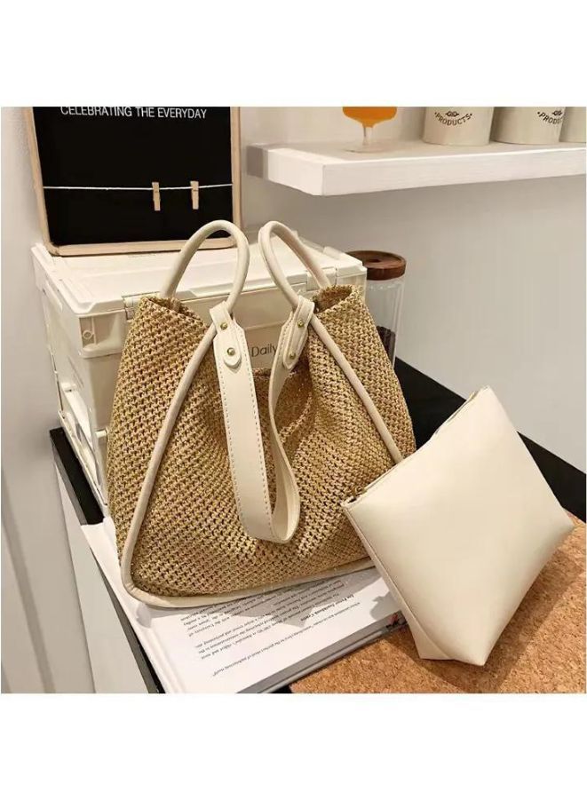 Fashionable Large Capacity Light Brown Straw Bag for Women - The Perfect Accessory for Everyday Style - Image 3