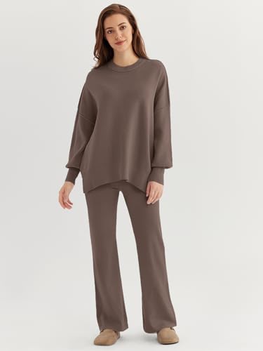 LILLUSORY Lounge Sets For Women 2 Two Piece Outfits 2025 Fall Winter Airport Trendy Matching knit Sweat Suit Sweaters Pants Sweatsuit Loungewear Cute Travel Fashion Clothes Nutmeg S - Image 2