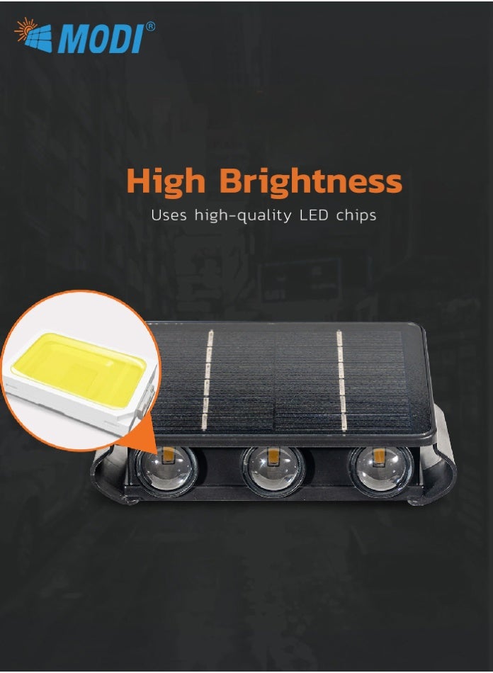 MODI Solar Wall Washer Light 170×60×110mm 3000K Warm White 6W – Solar Powered Outdoor LED Wall Light with Light Control, IP65 Waterproof for Garden, Yard, Fence & Landscape Lighting - Image 4