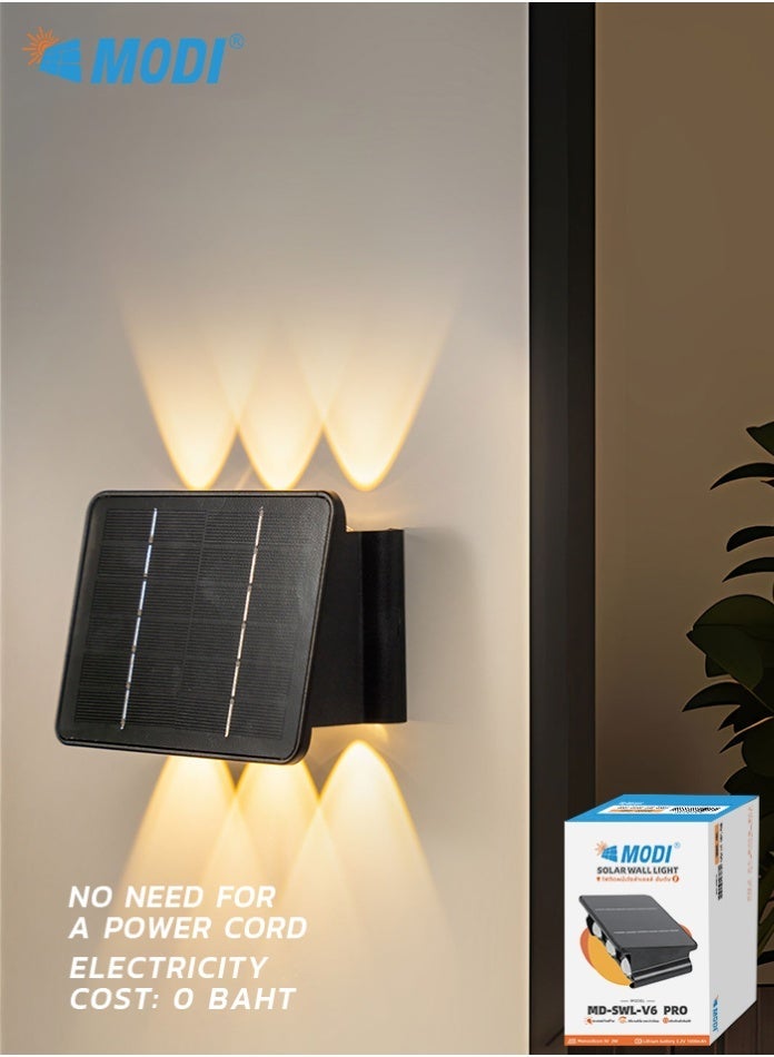 MODI Solar Wall Washer Light 170×60×110mm 3000K Warm White 6W – Solar Powered Outdoor LED Wall Light with Light Control, IP65 Waterproof for Garden, Yard, Fence & Landscape Lighting - Image 1