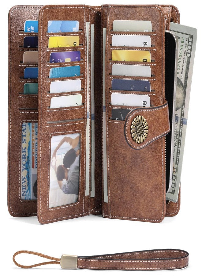 SENDEFN Wallets for Women Leather Credit Card Holder with RFID Blocking Large Capacity Wristlet - Image 2