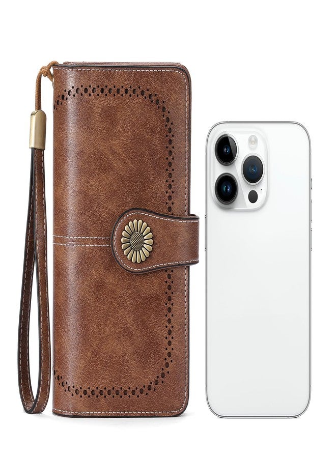 SENDEFN Wallets for Women Leather Credit Card Holder with RFID Blocking Large Capacity Wristlet - Image 5