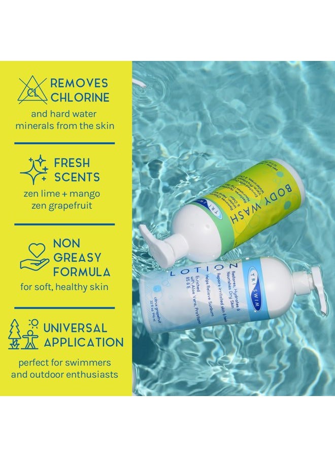 TRISWIM Skin Care Set with Chlorine Removal Body Wash + After Swim Lotion 32 Fl Oz | Defends Skin from Dryness, Sunburn & Chlorine Damage | Keeps Your Skin Soft & Nourished | Pack of 2 - Image 2