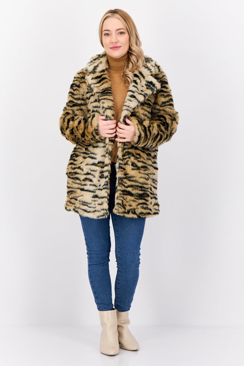 NA-KD Women Faux Fur Leopard Print Sherpa Jacket, Multicolor  - Image 4