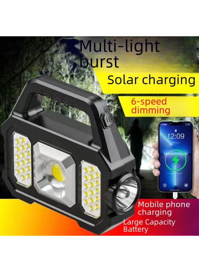 Portable Lamp High-power COB Outdoor Portable Flashlight Strong Light Rechargeable Super Bright Long-range Floodlight-Color: 2205A Portable Lamp LED + Data Line + Color Box  - Image 3