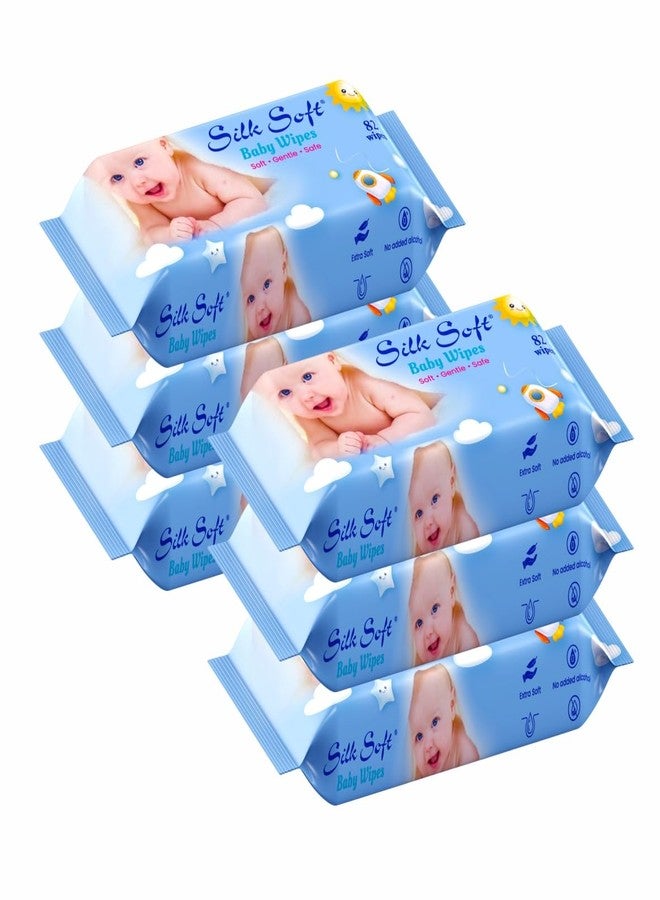 Silk Soft Baby Wet Wipes - 492 Wipes (82 x 6 Packs) | Fragrance-Free, Alcohol-Free & Hypoallergenic | Extra Thick, Moisturizing & Gentle on Sensitive Baby Skin - Image 1