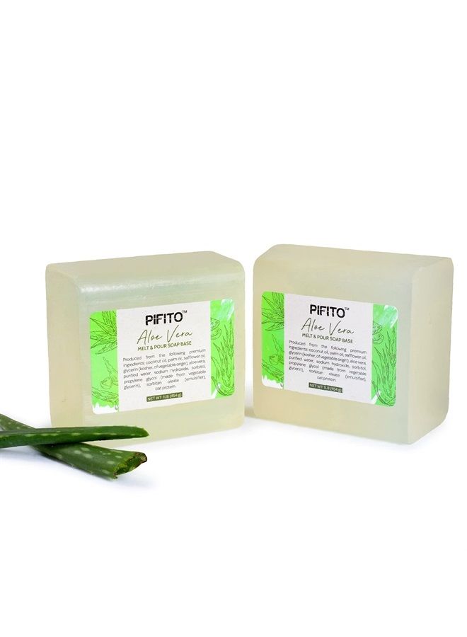 Pifito Aloe Vera Melt and Pour Soap Base (2 lb) │ Premium 100% Natural Glycerin Soap Base │ Luxurious Soap Making Supplies - Image 1