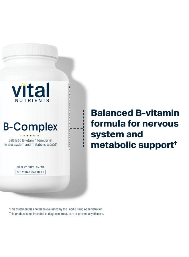 فيتل نيوترينس فيتامينات ب المركبة من Vital Nutrients | فيتامينات ب المركبة عالية الفعالية من مجموعة ميثيلي نباتية | فيتامينات ب تدعم إنتاج الطاقة، والتمثيل الغذائي، وصحة القلب* | خالية من الجلوتين ومنتجات الألبان والصويا | 240 كبسولة - Image 3