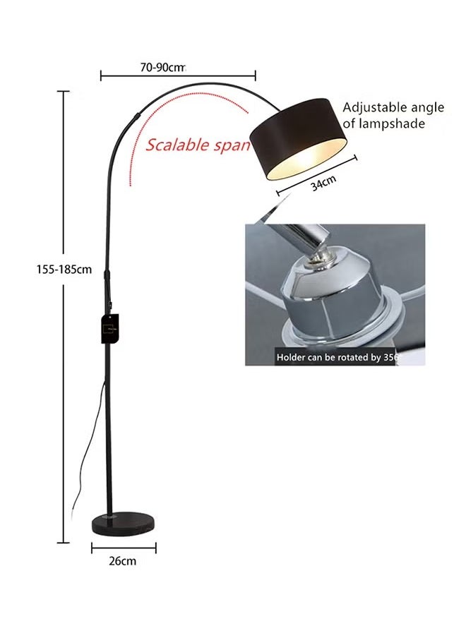 Generic - Modern Curved Floor Lamp 3 Levels Remote Control Dimmable Adjustable Height Marble Base Bedroom Living Room Office Standard Lamp Warm Light 12W Black 185x38 cm - Image 1