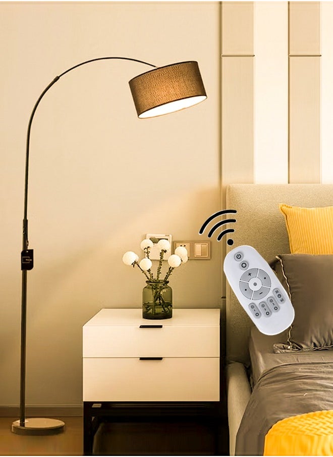 Generic - Modern Curved Floor Lamp 3 Levels Remote Control Dimmable Adjustable Height Marble Base Bedroom Living Room Office Standard Lamp Warm Light 12W Black 185x38 cm - Image 1