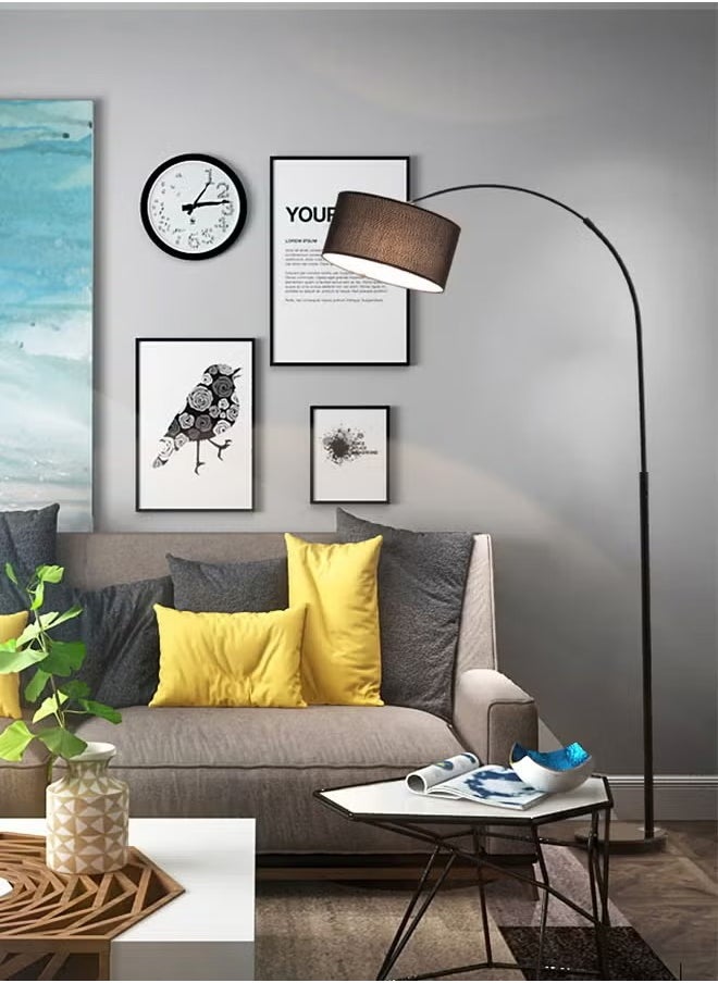 Generic - Modern Curved Floor Lamp 3 Levels Remote Control Dimmable Adjustable Height Marble Base Bedroom Living Room Office Standard Lamp Warm Light 12W Black 185x38 cm - Image 1