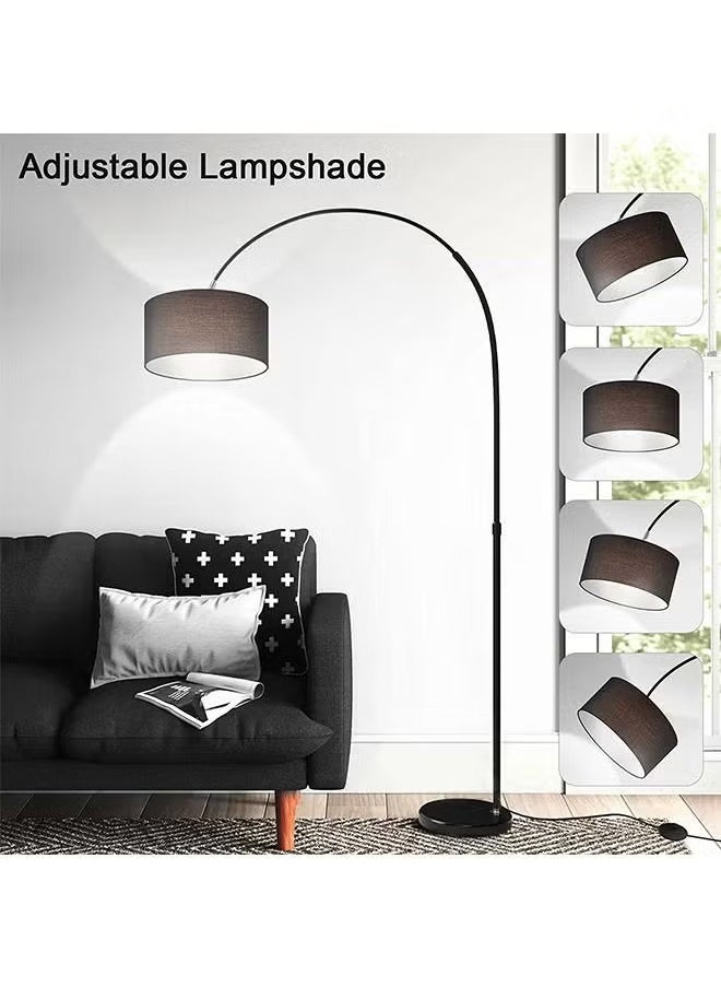 Generic - Modern Curved Floor Lamp 3 Levels Remote Control Dimmable Adjustable Height Marble Base Bedroom Living Room Office Standard Lamp Warm Light 12W Black 185x38 cm - Image 1