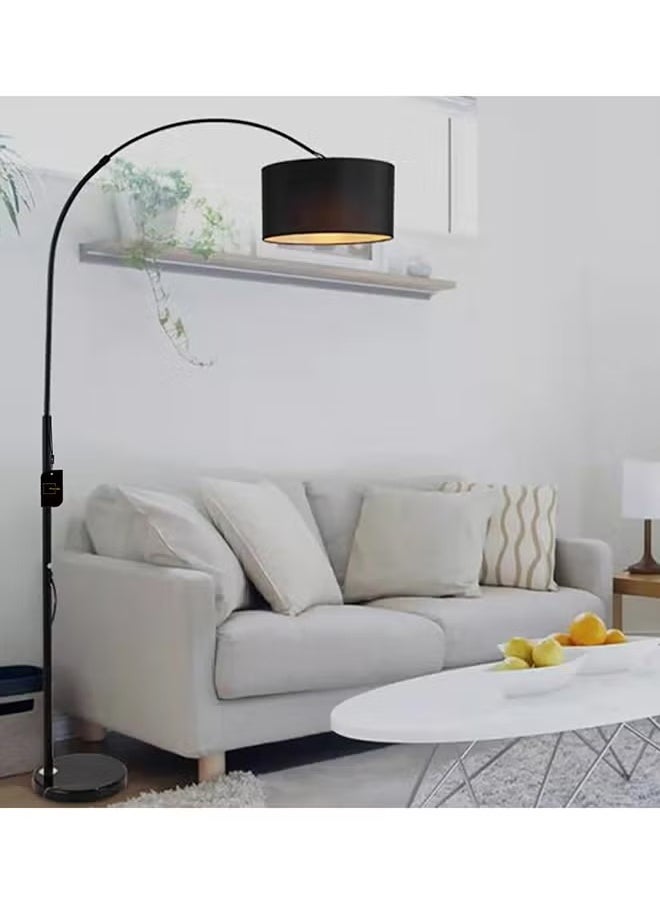 Generic - Modern Curved Floor Lamp 3 Levels Remote Control Dimmable Adjustable Height Marble Base Bedroom Living Room Office Standard Lamp Warm Light 12W Black 185x38 cm - Image 1