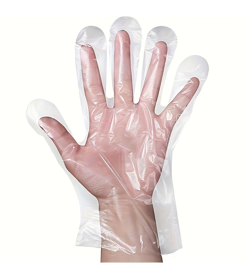 500 Transparent PE Disposable Gloves 500pc Lightweight Sanitary For Cleaning Handling - Image 1