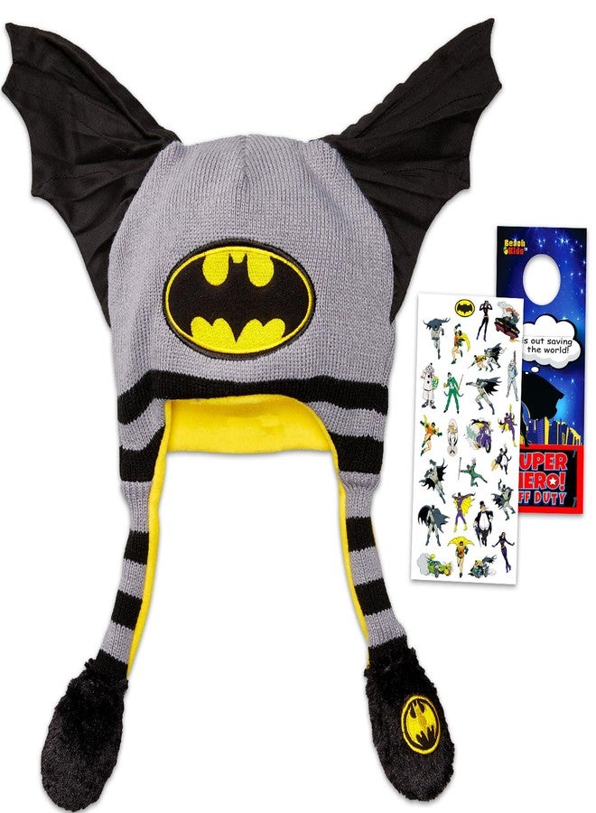 Batman Beanie with Moving Ears Set - Winter Accessories Bundle of Skull Cap with 3D Jumping Ears Plus Stickers | Batman Apparel and Accessories Set Multicolor - Image 1