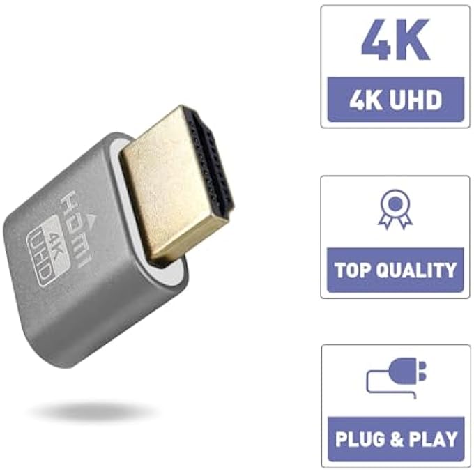 rayihni 3PCS 4K HDMI DUMMY PLUG - VIRTUAL MONITOR DISPLAY EMULATOR, HEADLESS DISPLAY ADAPTER SUPPORTS UP TO 3840X2160@60HZ, 1080@120HZ DVI EDID EMULATOR - Image 2